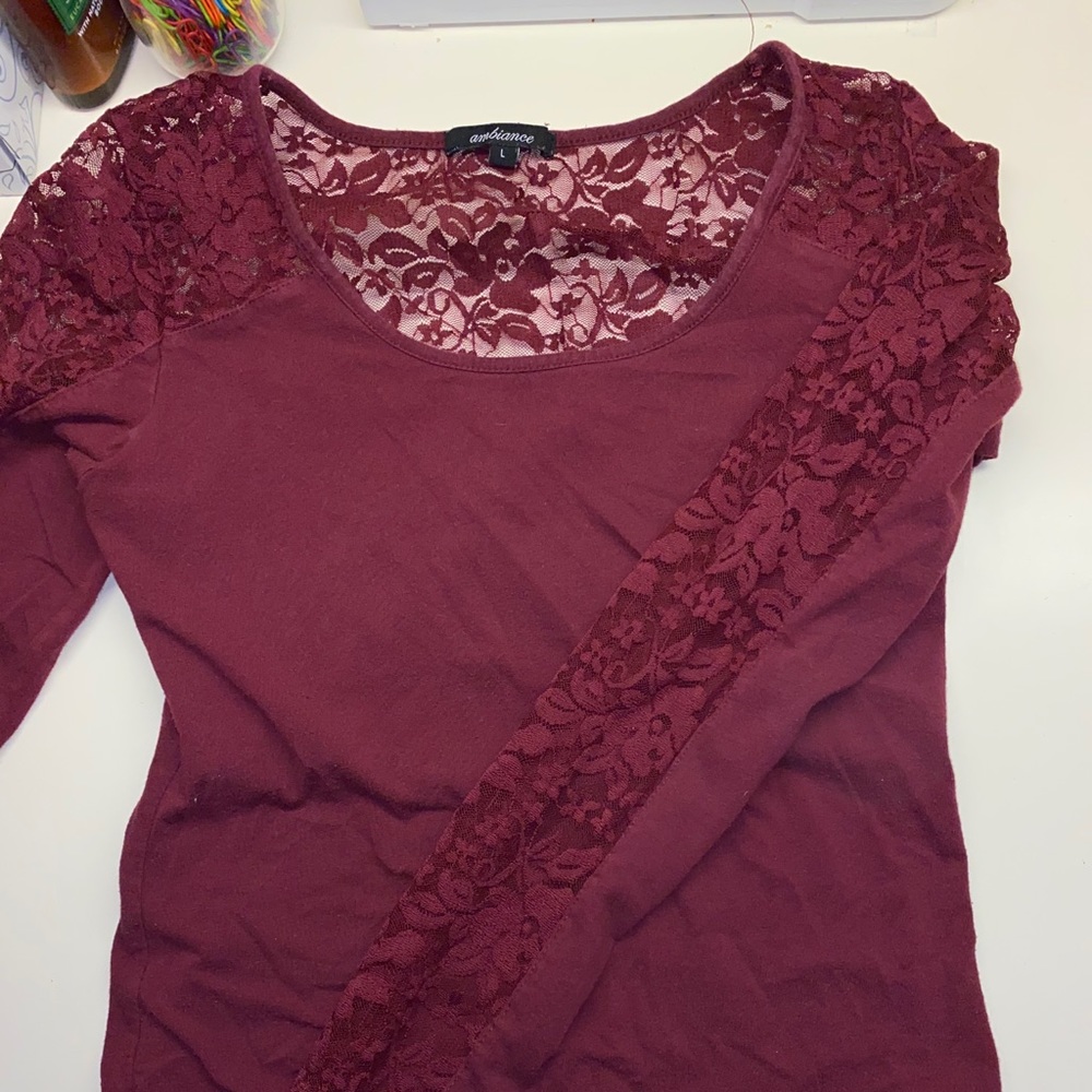 Burgundy lace top